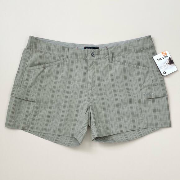 Marmot Ani Plaid Nylon Drawstring Waist Utility Shorts NWT - Picture 1 of 8